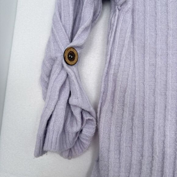Free People Around the Clock Oversized Ribbed Henley Sweater XS Lavender Lounge - Picture 6 of 11